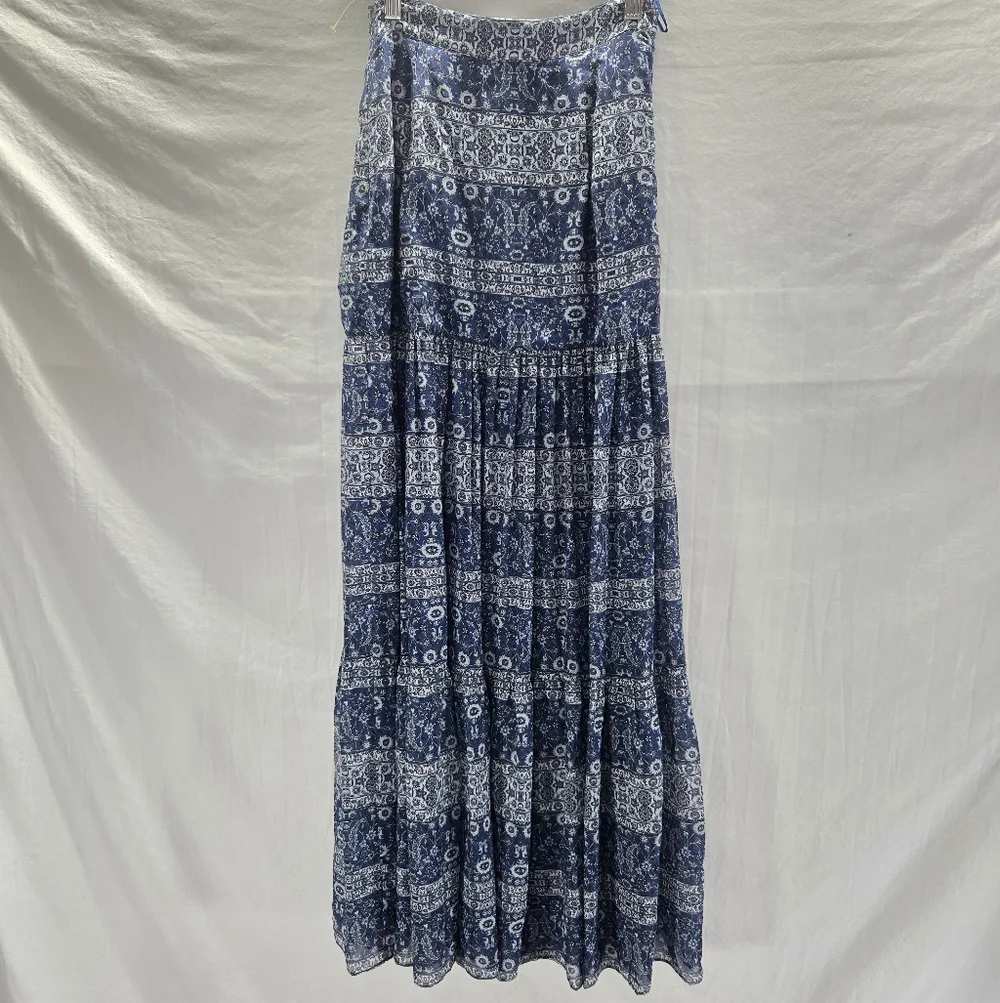 Intermix Women's 0 Aggie Tiered Floral Ruffle Midi Maxi Skirt Boho Chic New